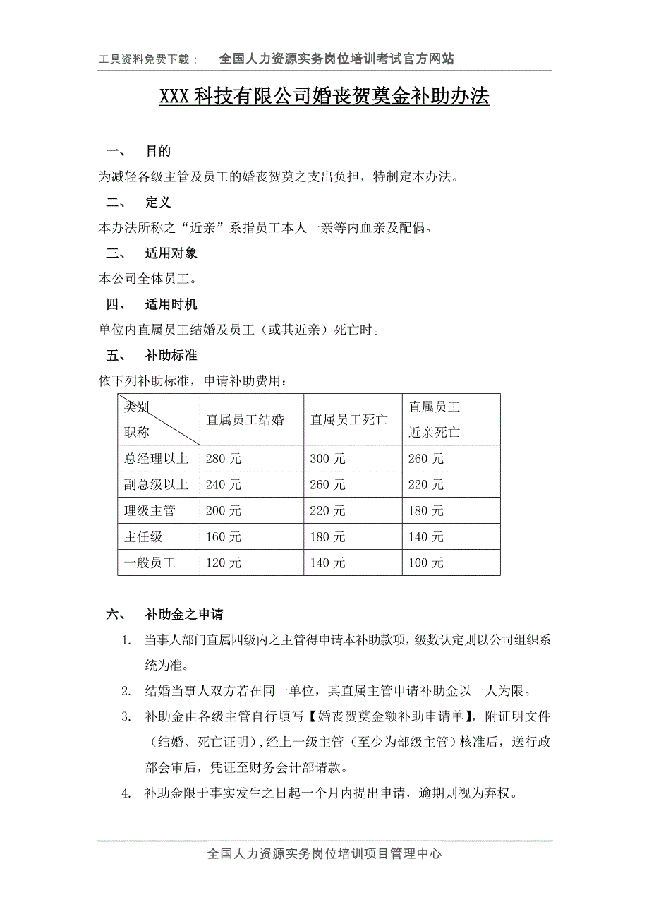 某科技有限公司婚丧贺奠金补助办法_第1页