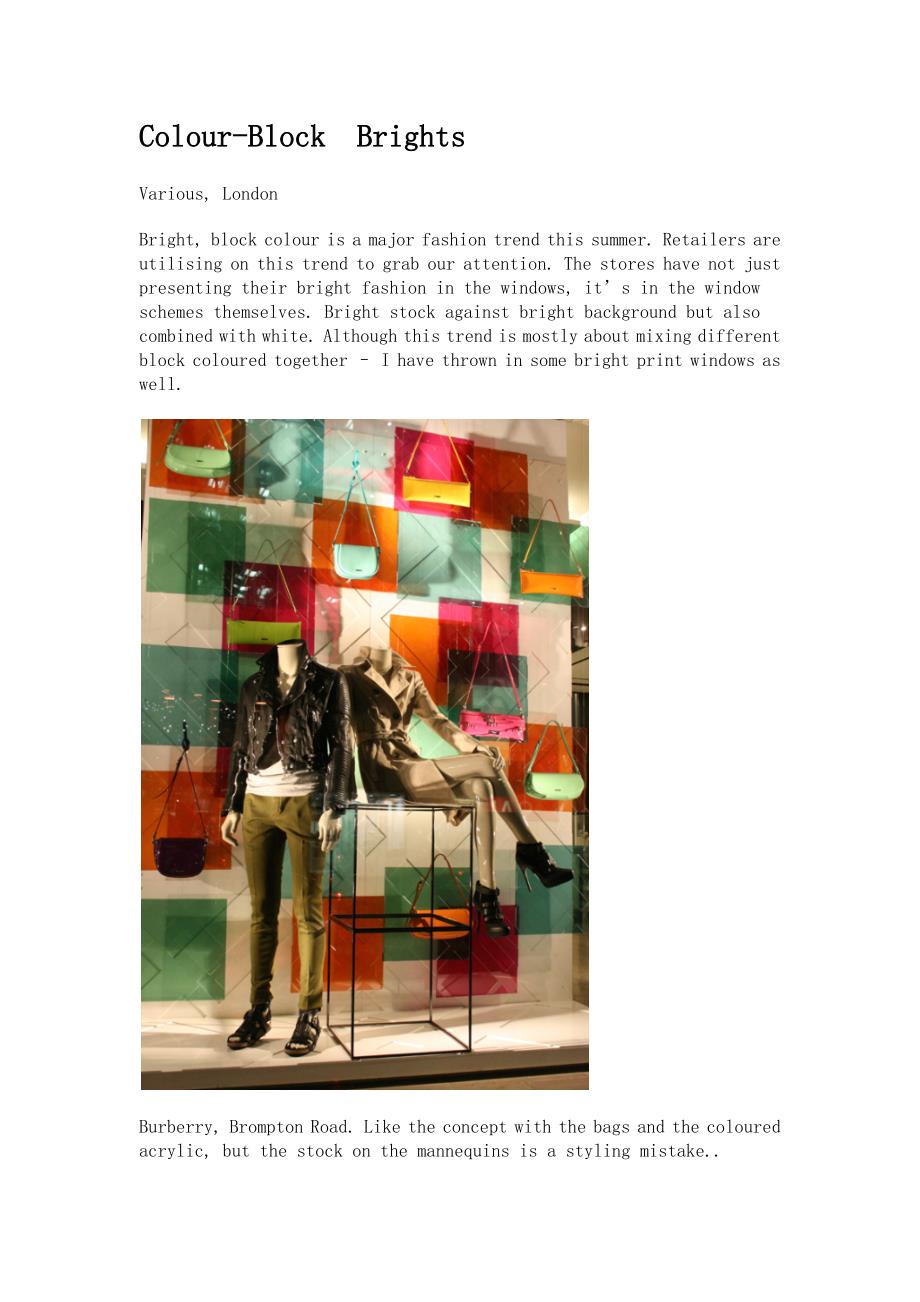 中赫时尚橱窗设计课程推荐colour-block brights_第1页