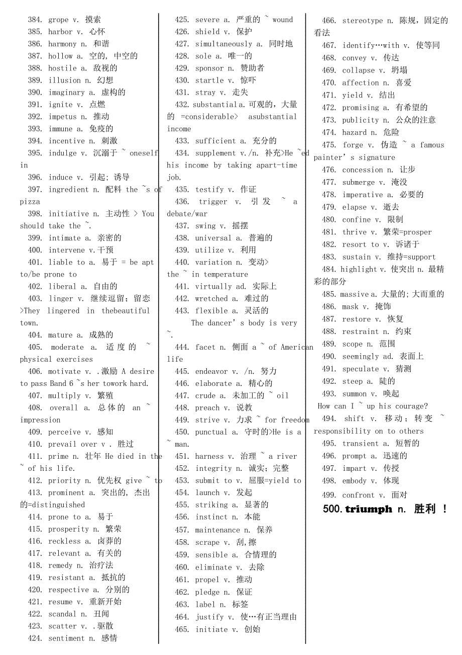 六级必考词500（我自己做六级阅读总结的）_第5页