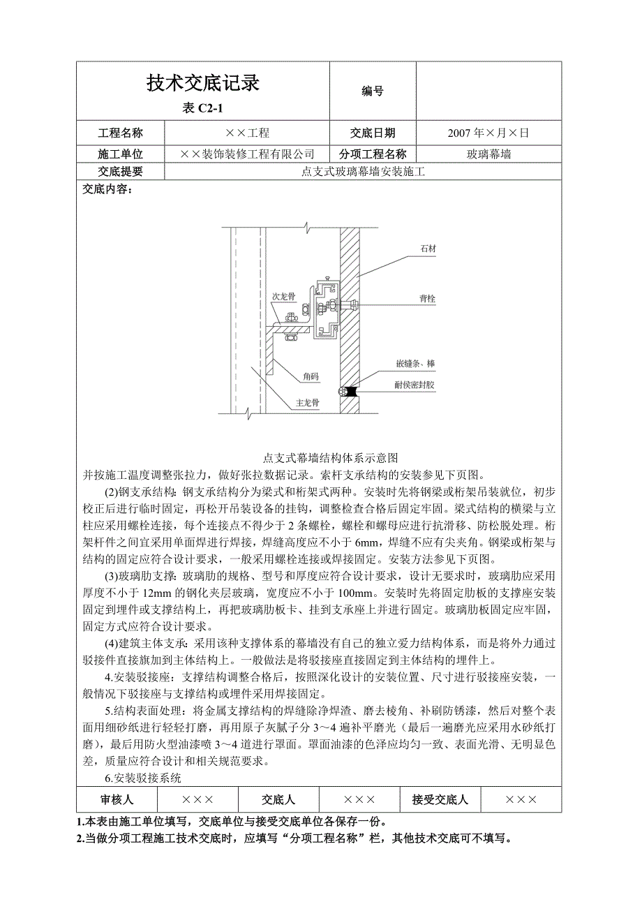 点支式玻璃幕墙安装施工技术交底_第3页