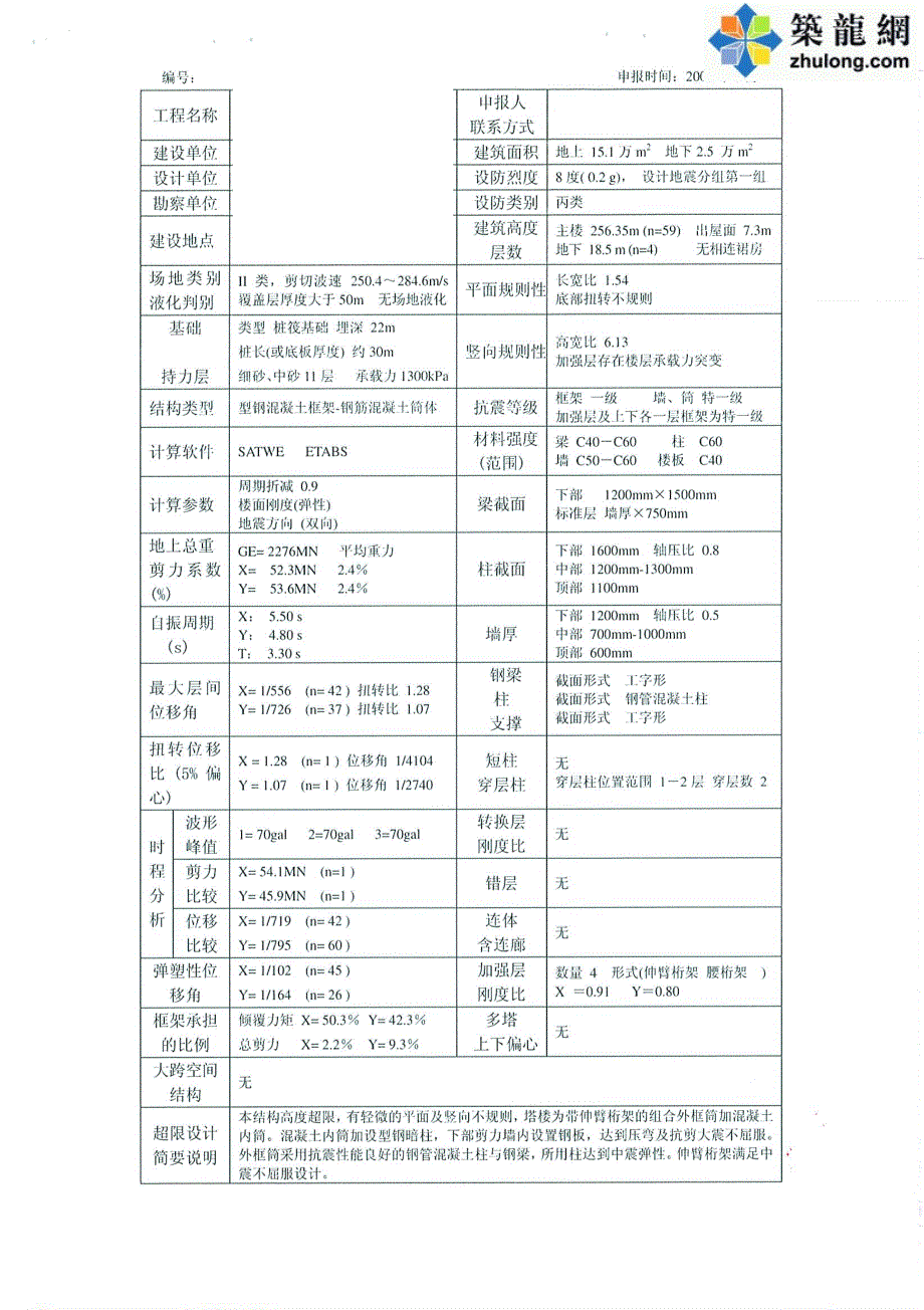 265米超高层结构设计超限审查资料_第1页