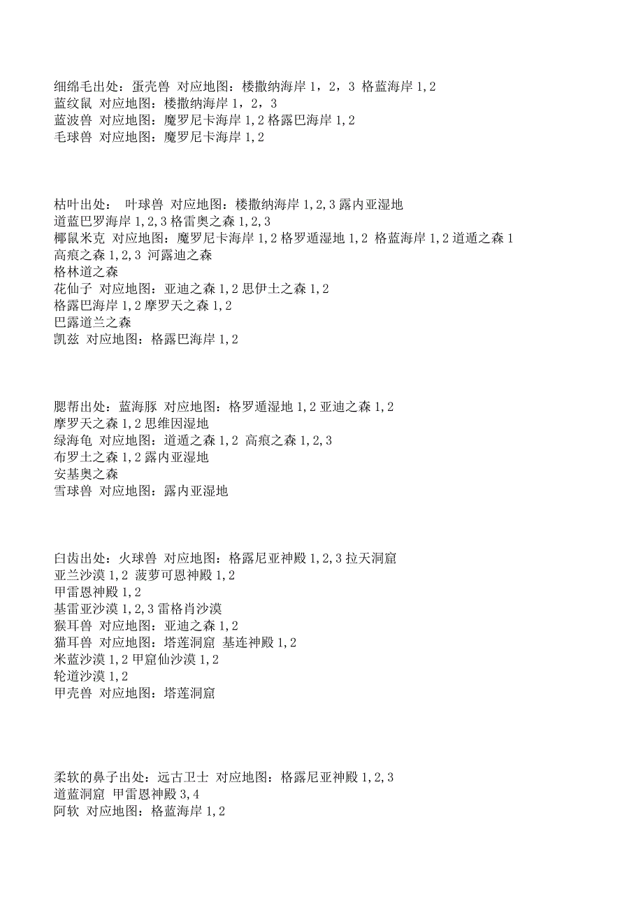 战斗精灵--整理的精灵、材料出处及超详细怪物合成表_第1页