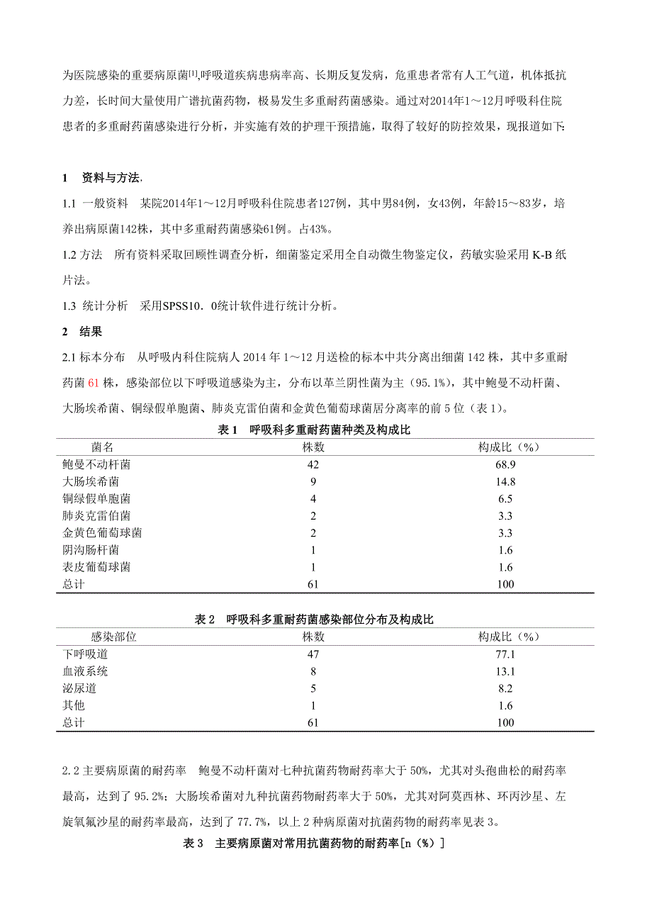 呼吸科多重耐药菌感染分布与耐药性分析及护理.doc_第2页