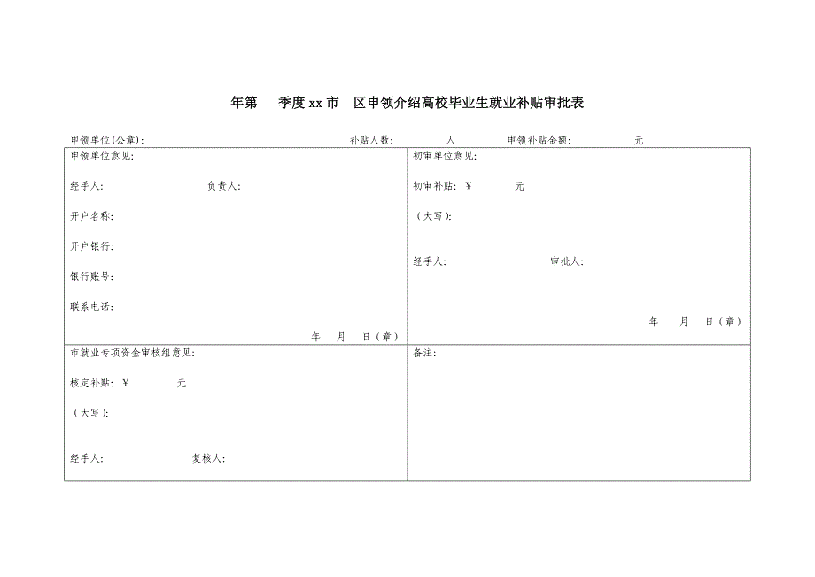 介绍高校毕业生就业补贴申领表_第1页