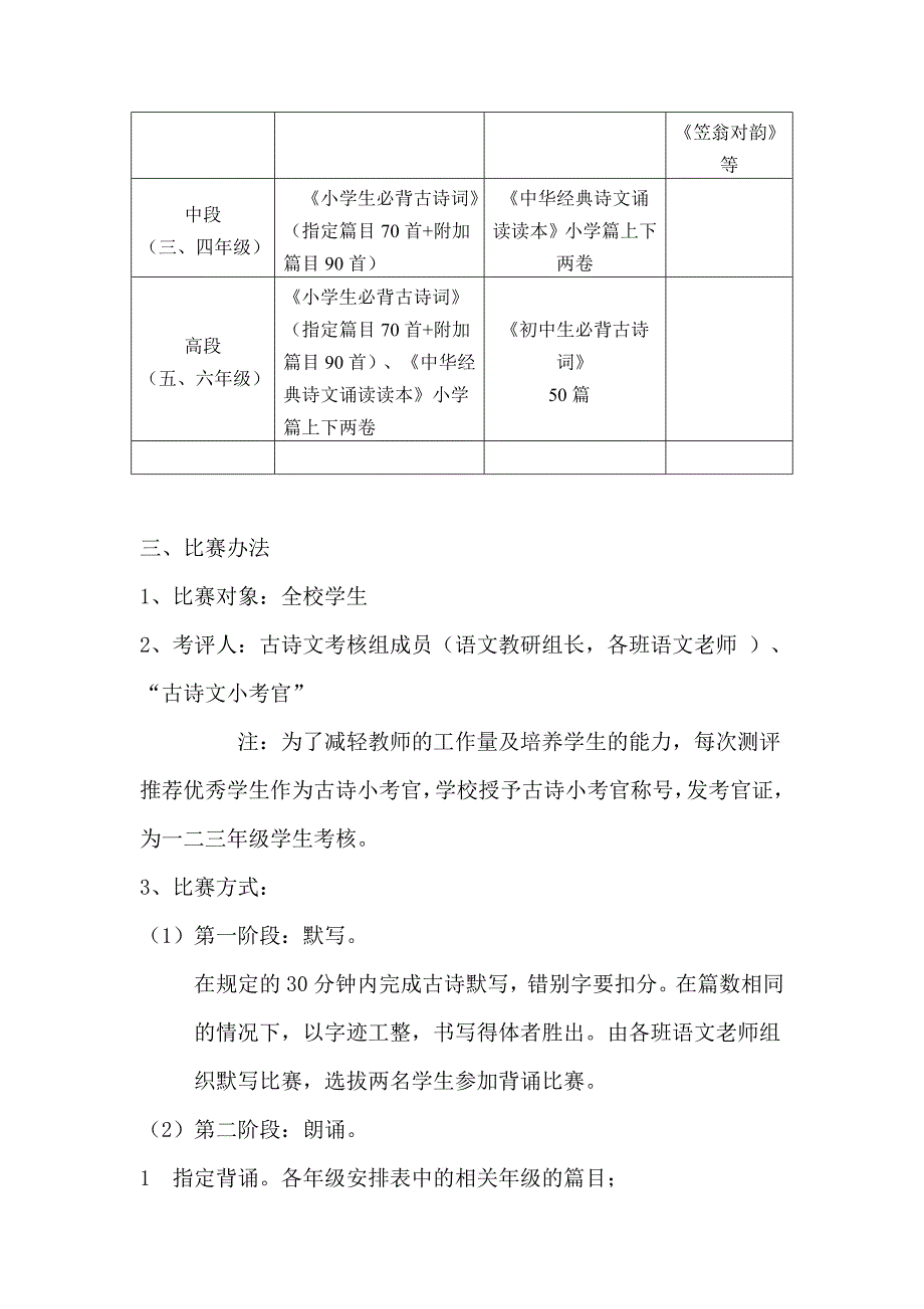 东马中心小学古诗背诵默写比赛方案_第2页