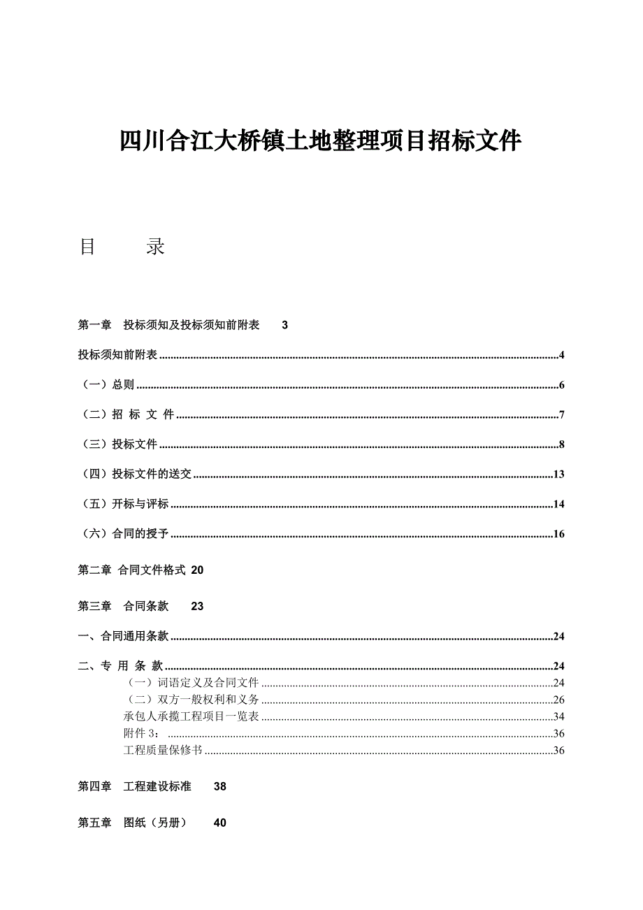 四川合江大桥镇土地整理项目招标文件_第1页