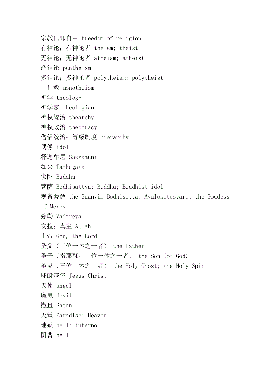 口译笔译分类词汇--宗教事务词汇_第4页