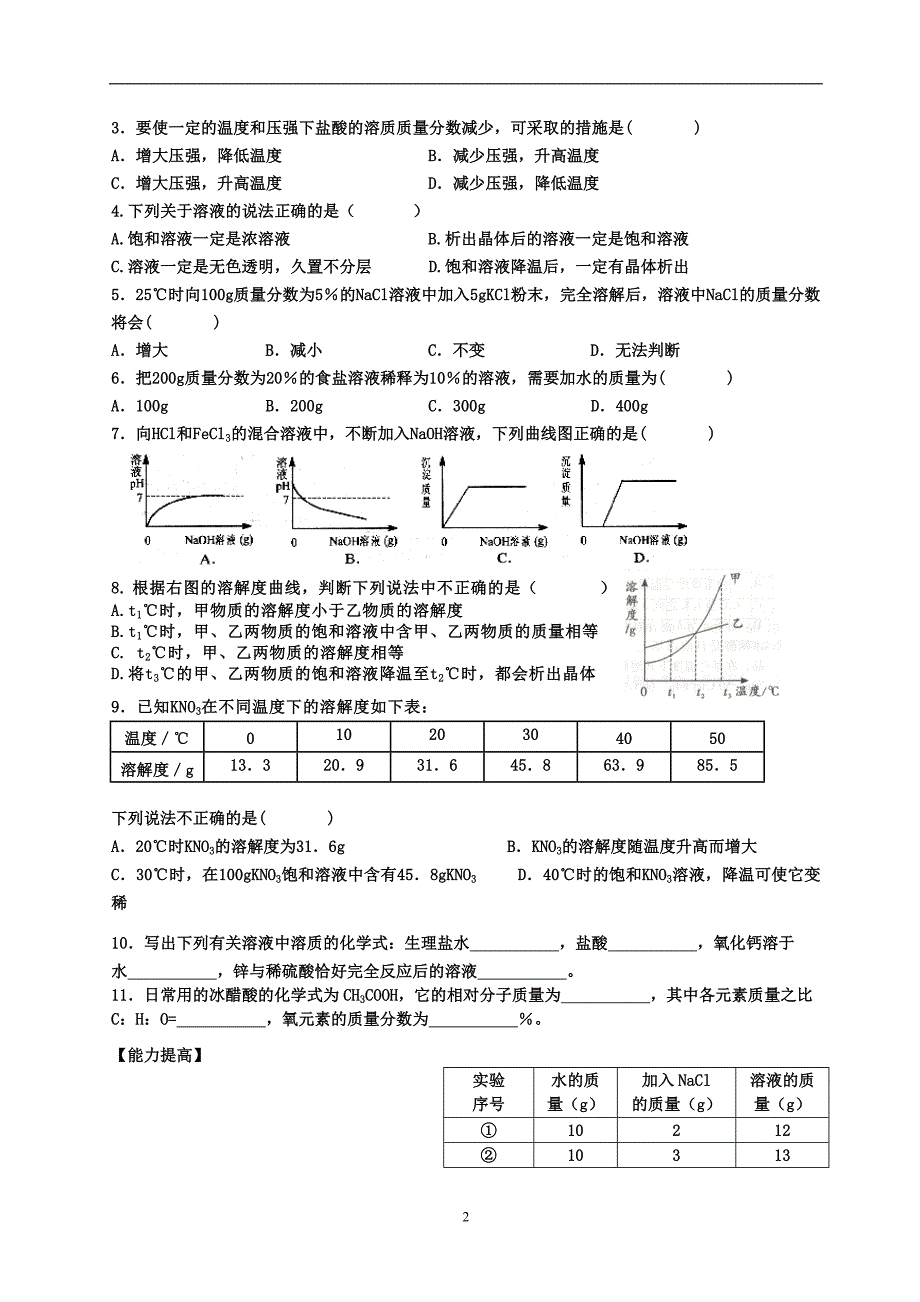 专题训练十四(化学计算和溶液计算)_第2页