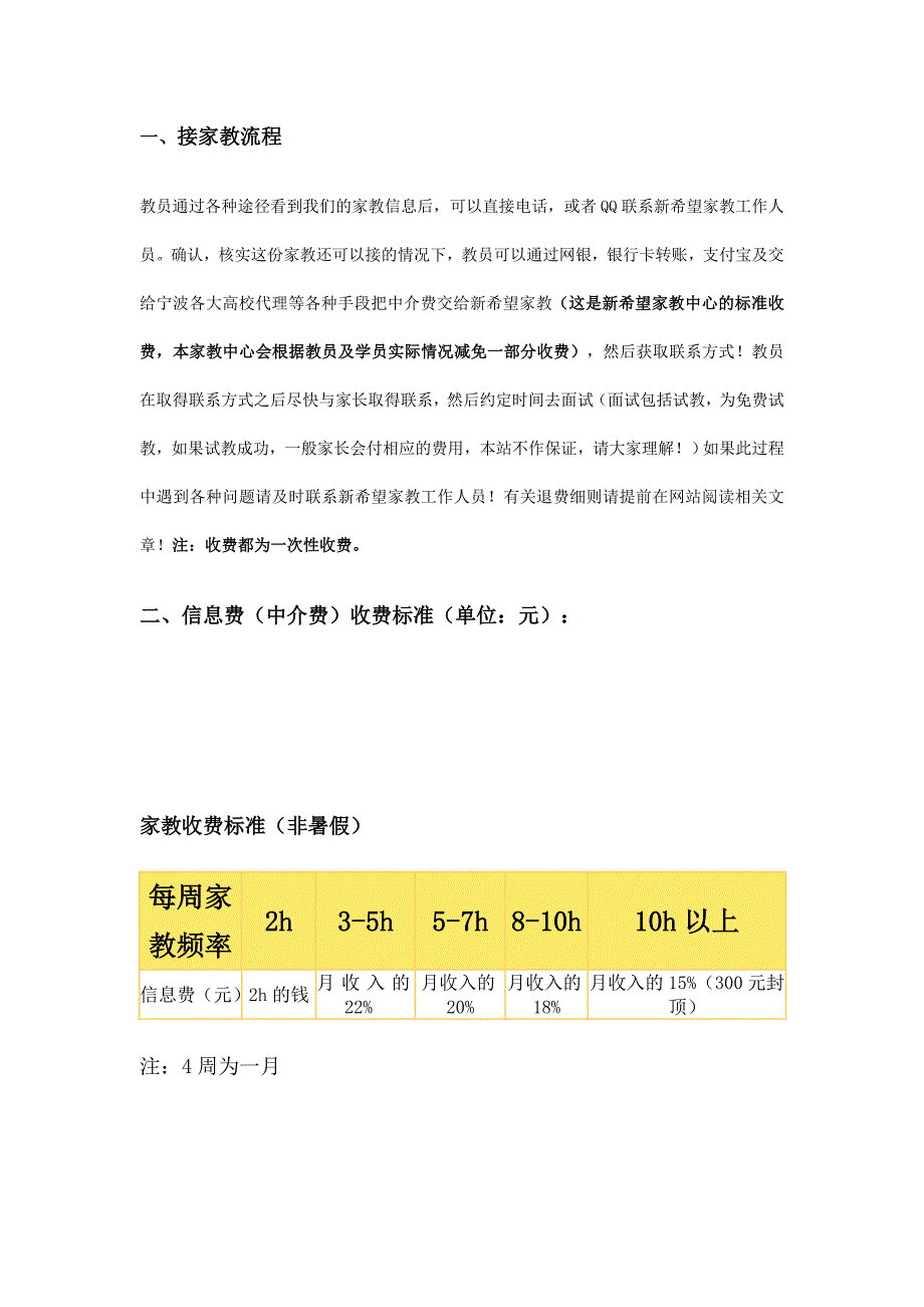 收费标准及接家教流程_第1页