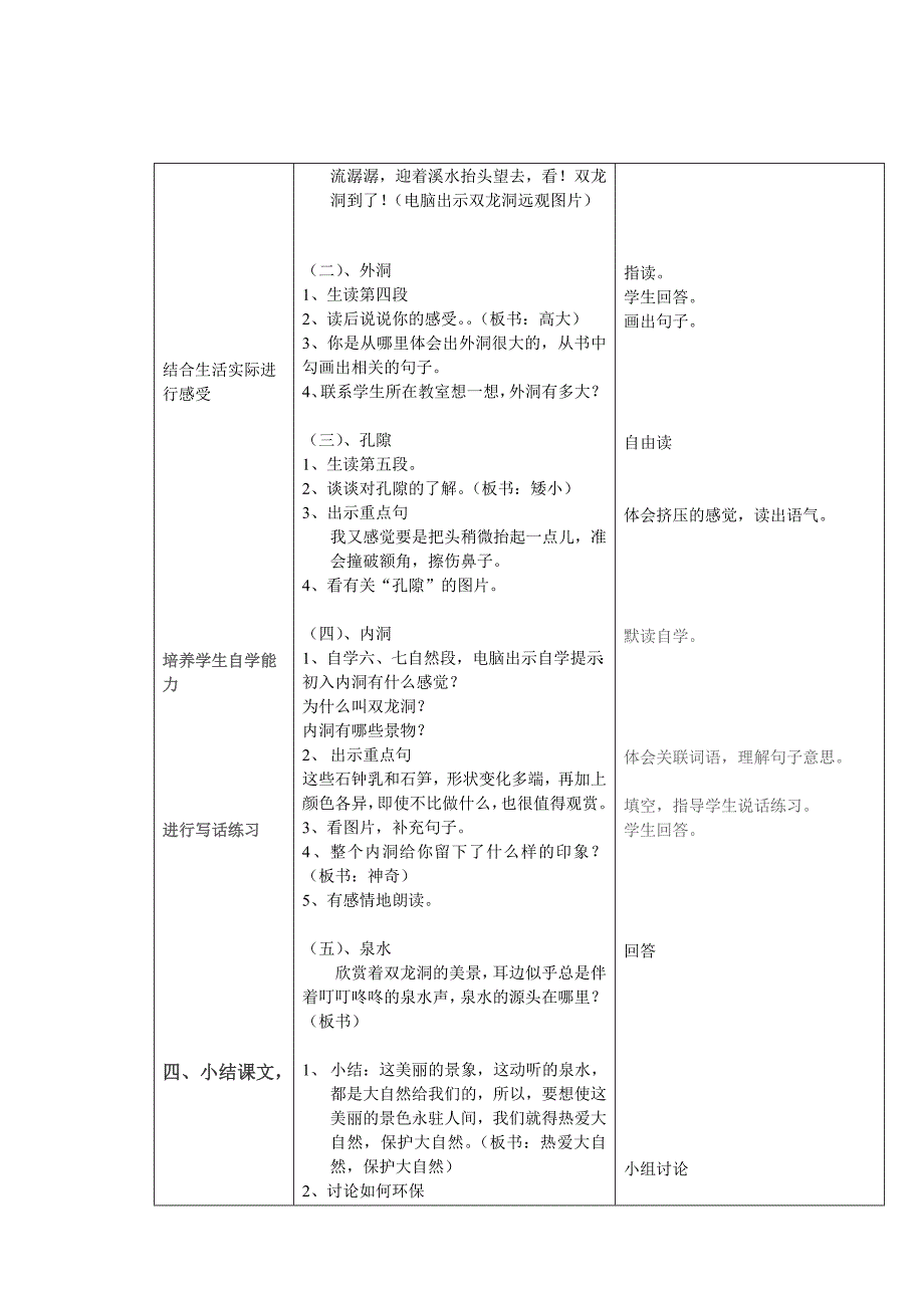 记金华的双龙洞教案-新课标人教版小学四年级_第2页