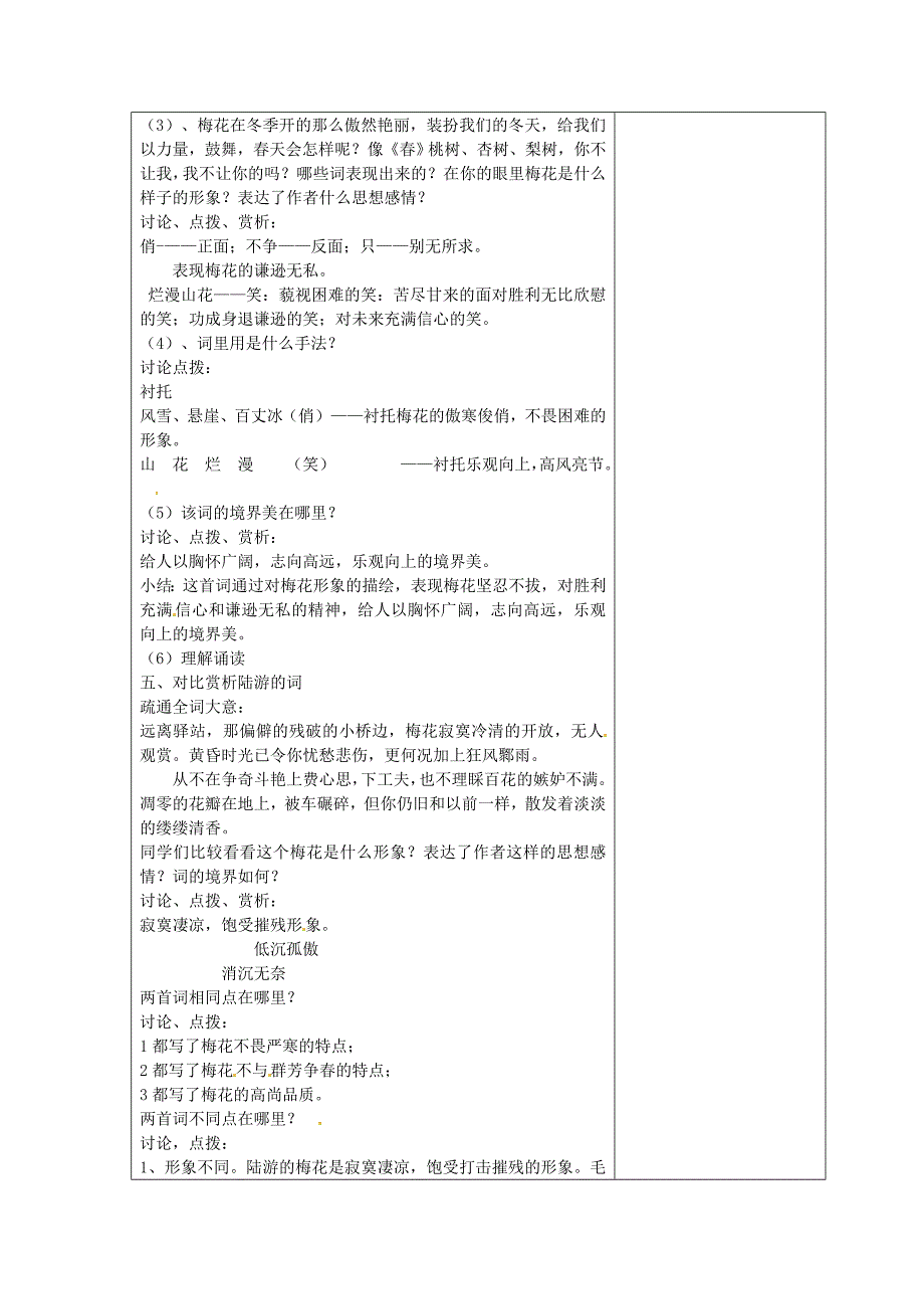 2015年苏教版七年级初一语文下册：第5单元《卜算子咏梅》教案设计学案_第2页