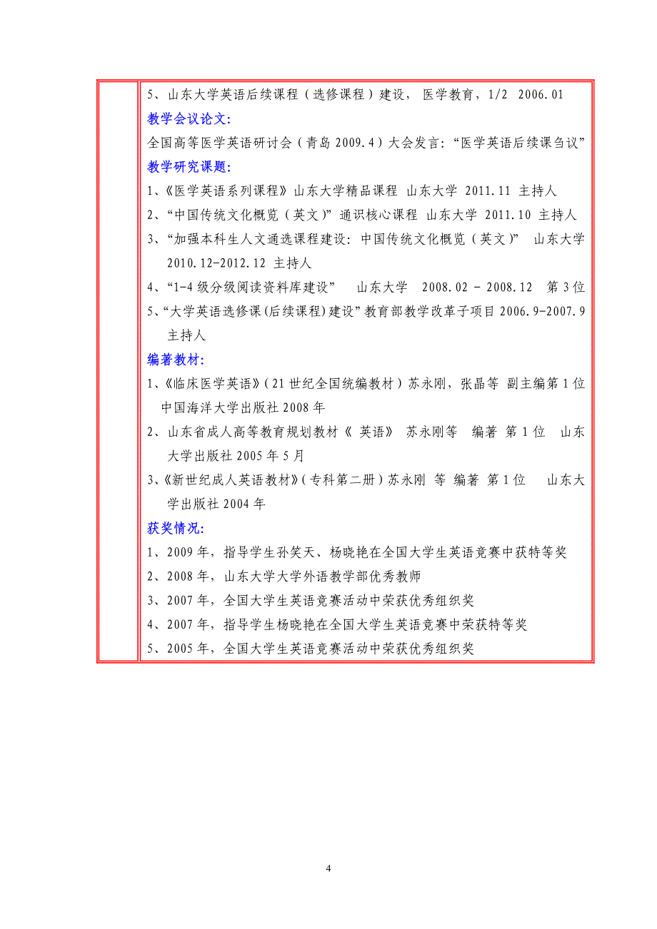 山东大学精品课程申报表_第4页