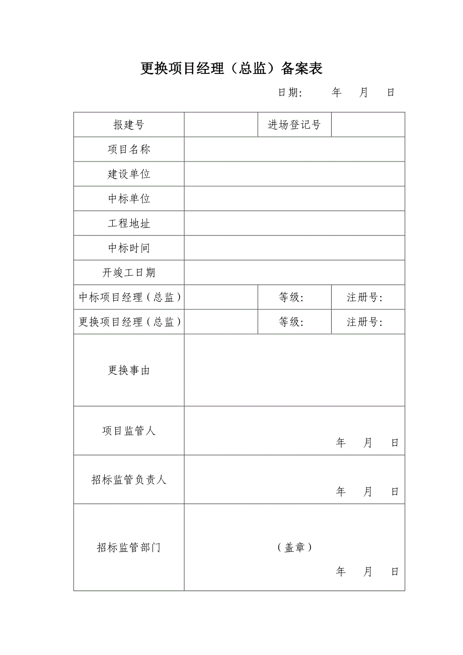 更换项目经理(总监)申请表、备案表_第2页