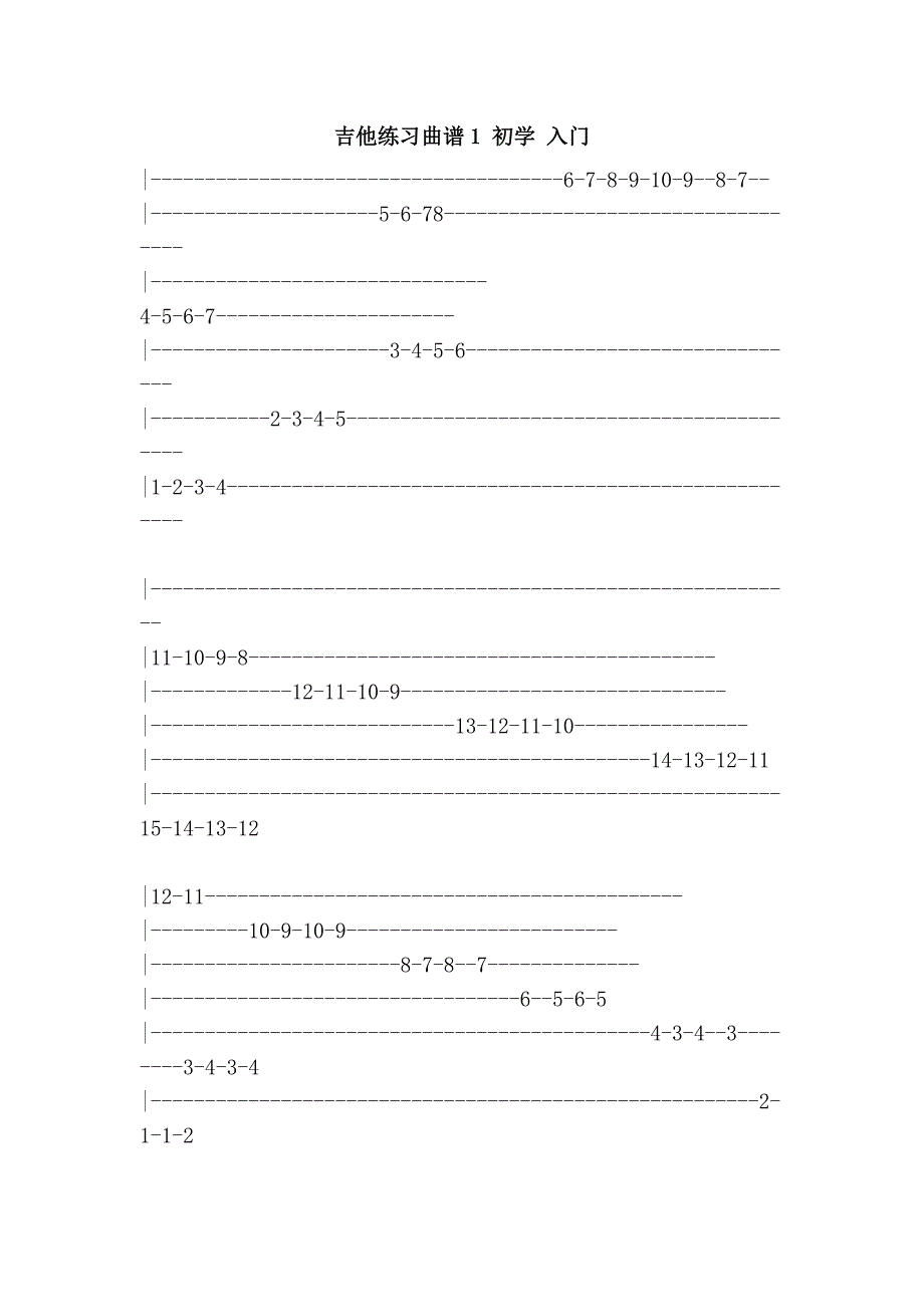 吉他练习曲谱1 初学 入门_第1页