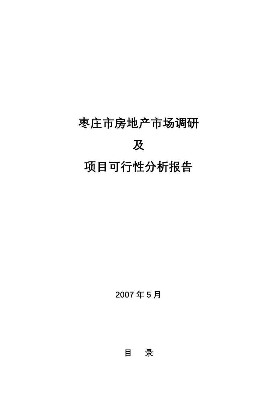 枣庄市场调研及项目可行性分析报告_第1页