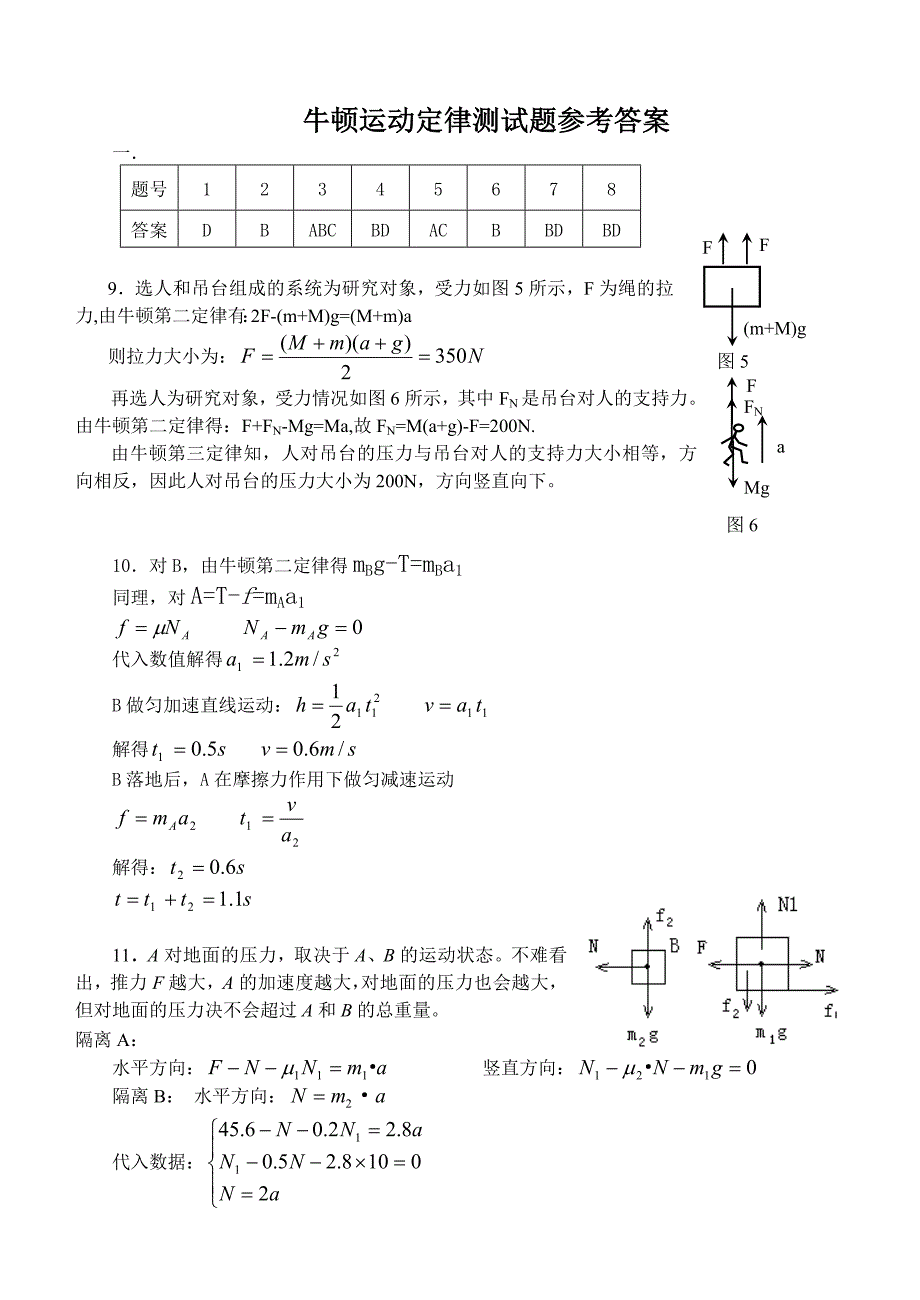 高中物理牛顿运动定律测试题精选(含参考答案)_第3页