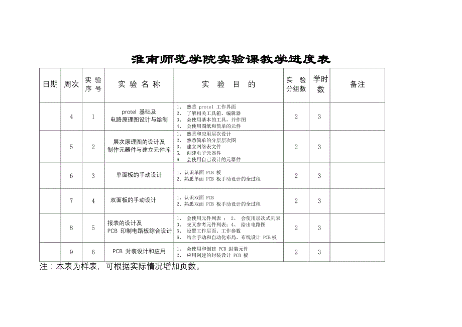 淮南师范学院实验课教学进度表_第1页