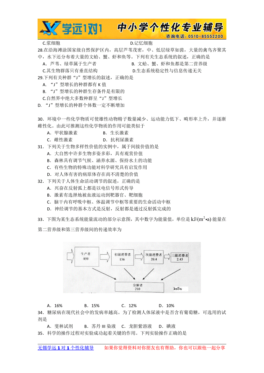 2010年江苏省普通高中学业水平测试(必修_第4页