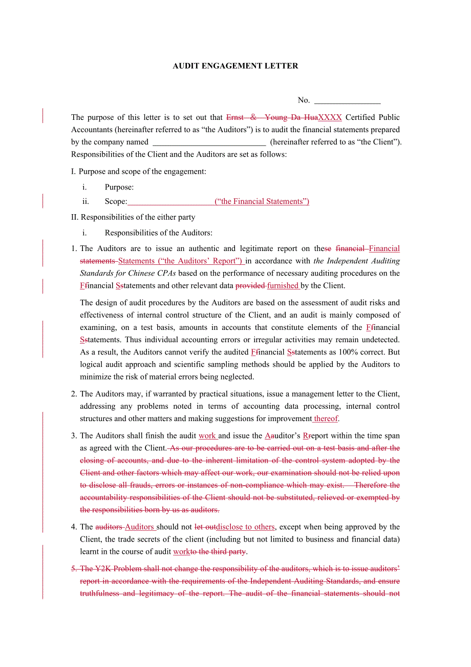 英文验资业务约定书Audit Engagement Letter_第1页