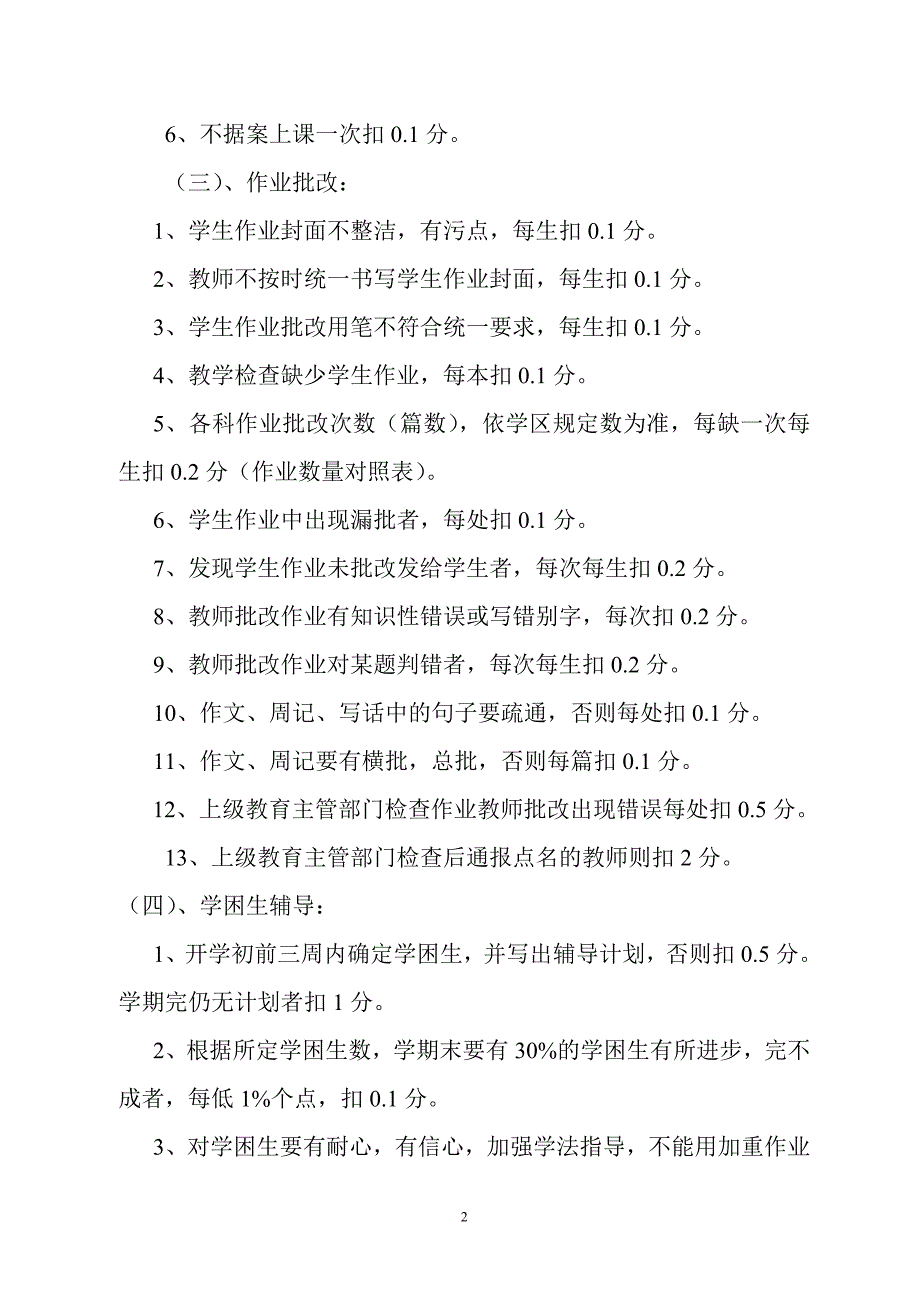 教师日常工作考核细则_第2页