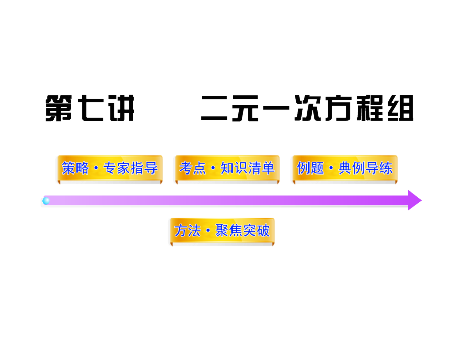 中考数学专题复习课件 --- 第七讲二元一次方程组_第1页