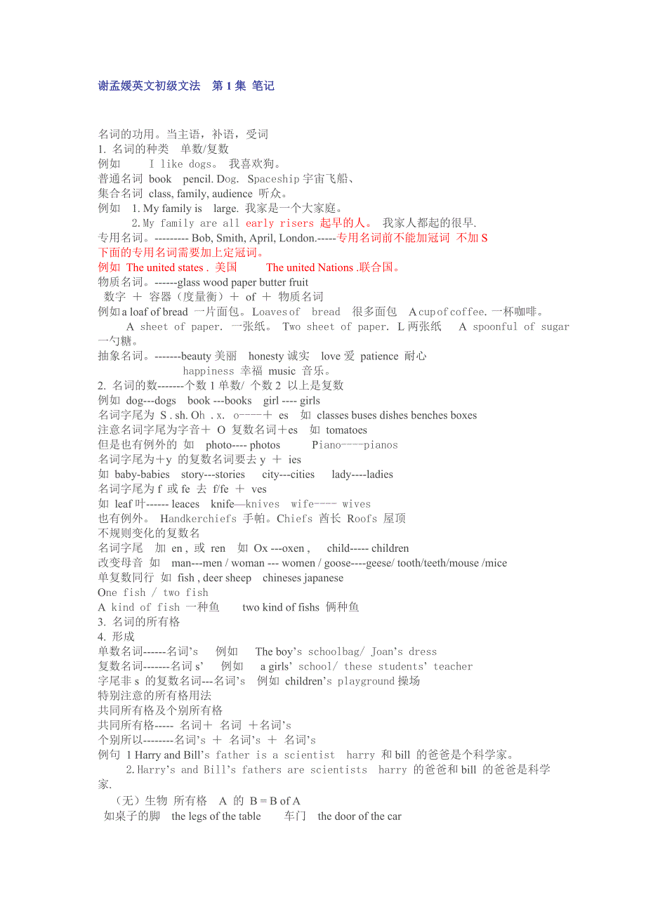 谢孟媛英文初级文法__第1-10集_笔记_第1页