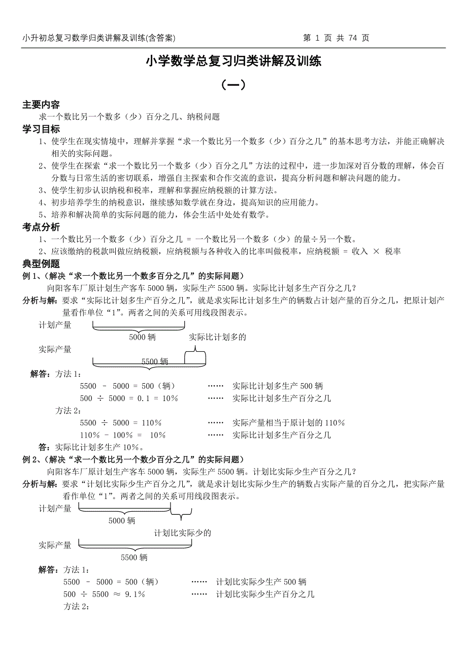 小升初总复习数学归类讲解及训练(上、中、下-含答案)_第1页