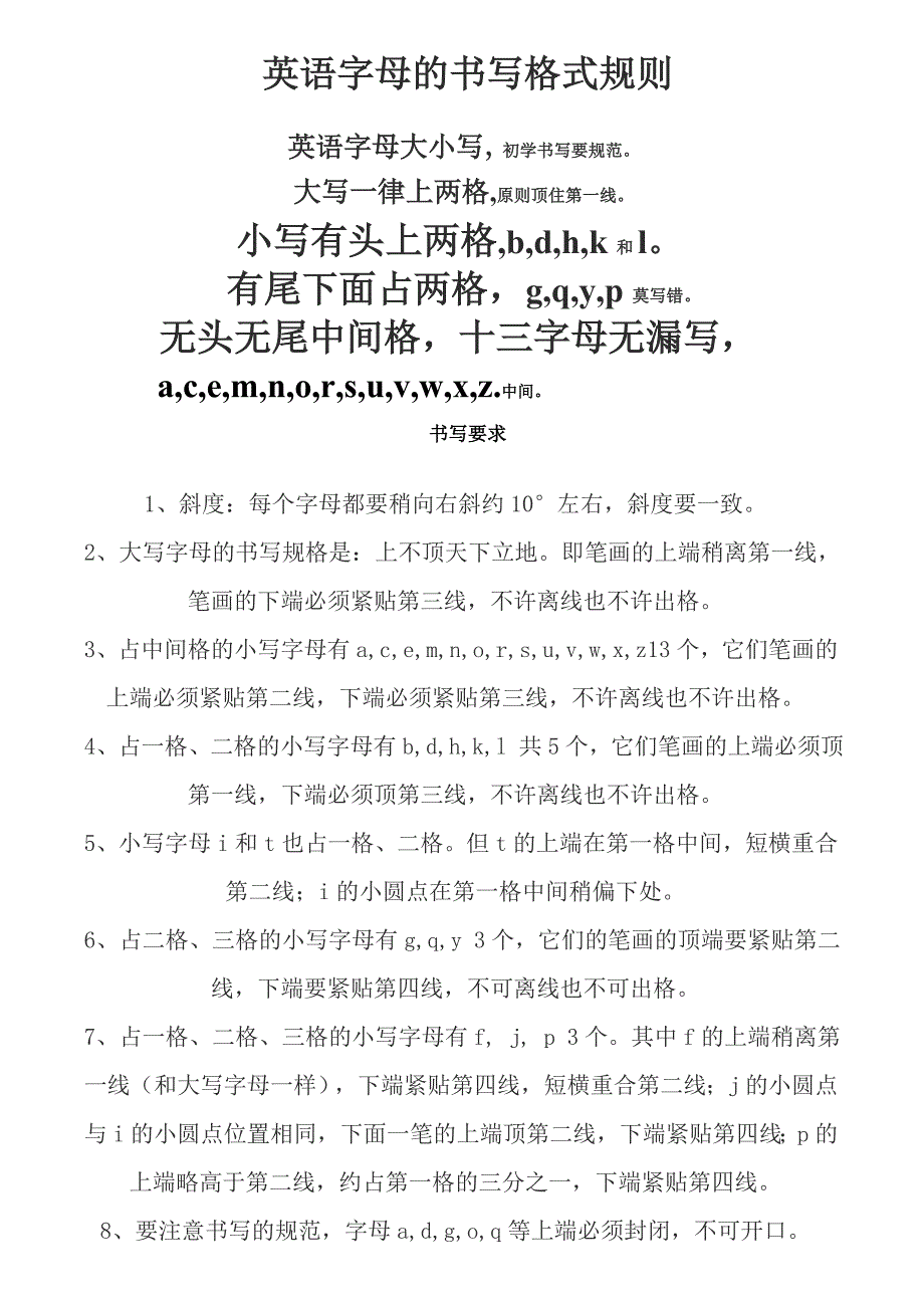 英语字母书写格式_第1页