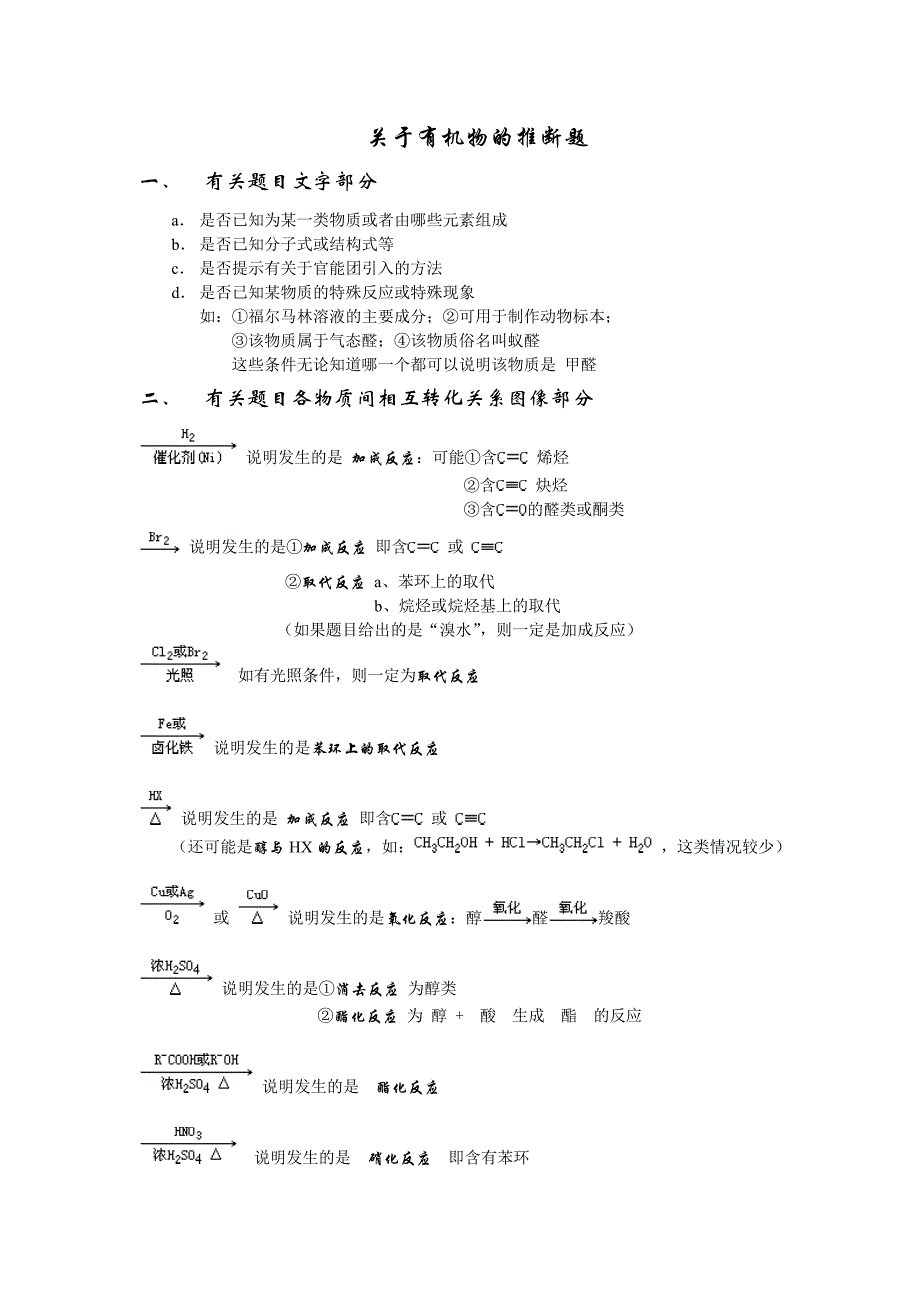 有机物推断题规律_第1页