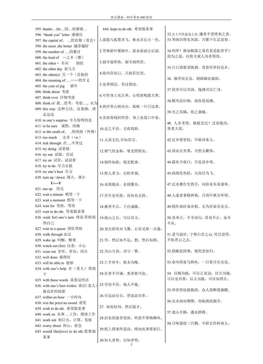 西点课业—初中英语600短语_第5页