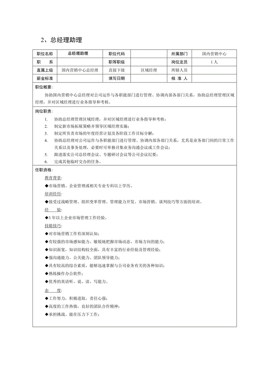 营销中心岗位职责书_第3页