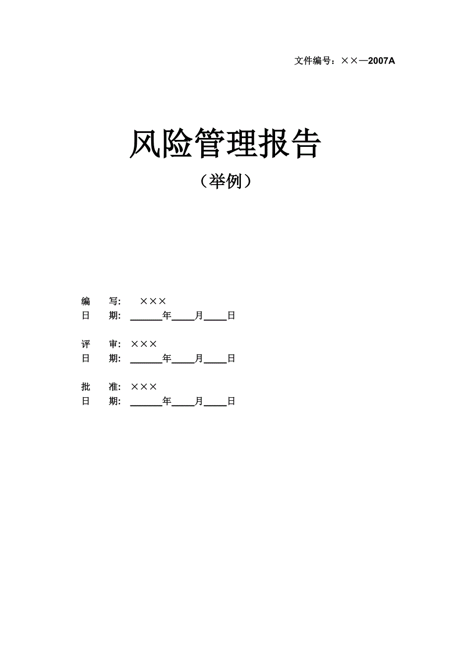 风险管理报告举例新版_第1页