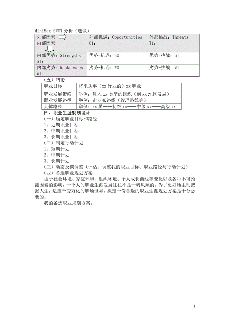 职业规划书模板一_第4页