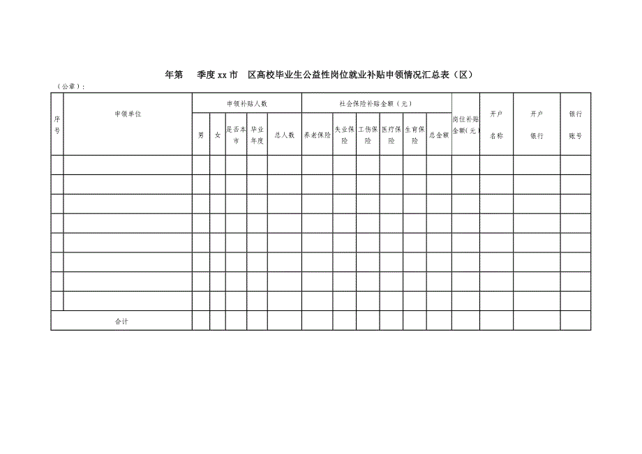 高校毕业生公益性岗位就业社会保险补贴申领表_第3页