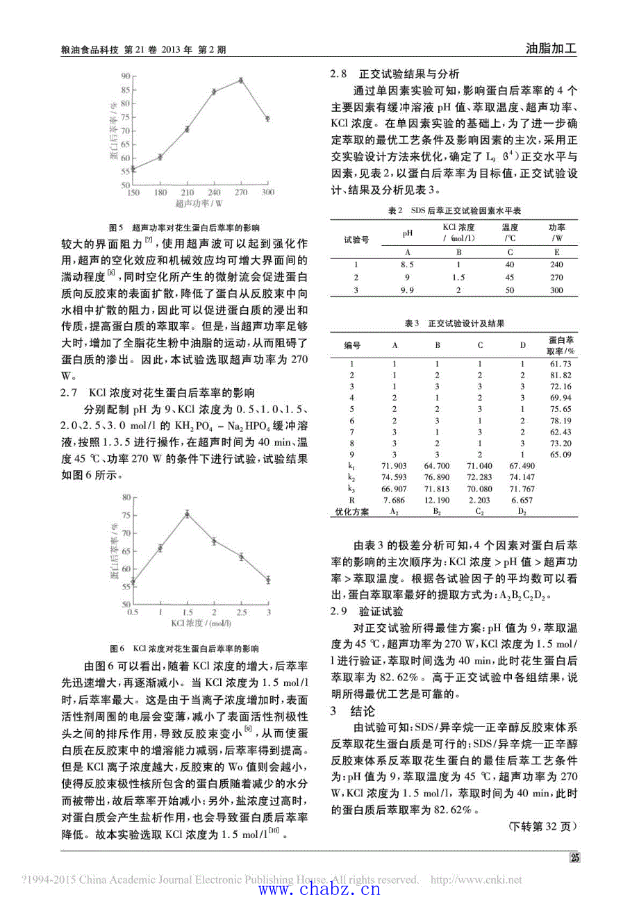 超声辅助SDS反胶束反萃取花生蛋白的工艺研究_第4页