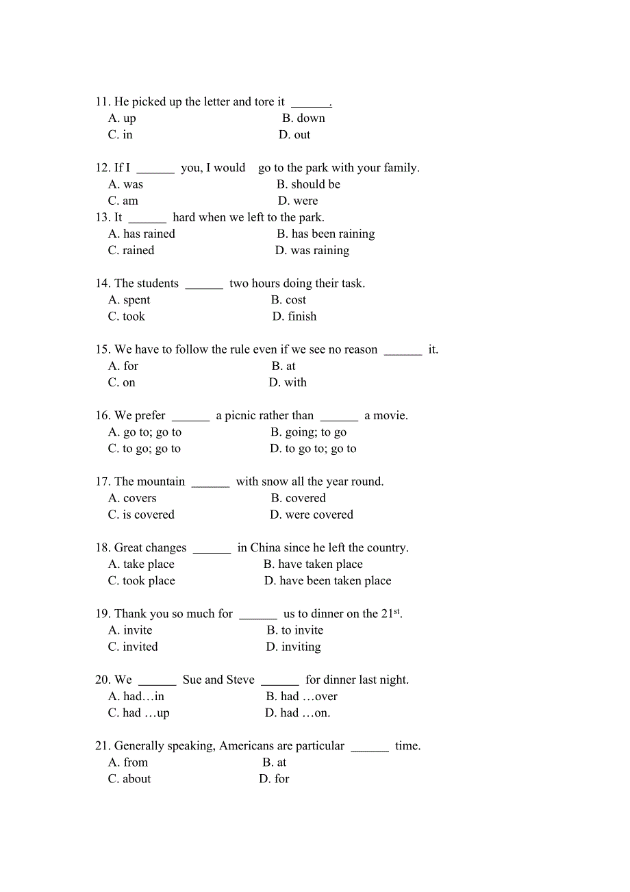 词汇和语法专项练习_第2页