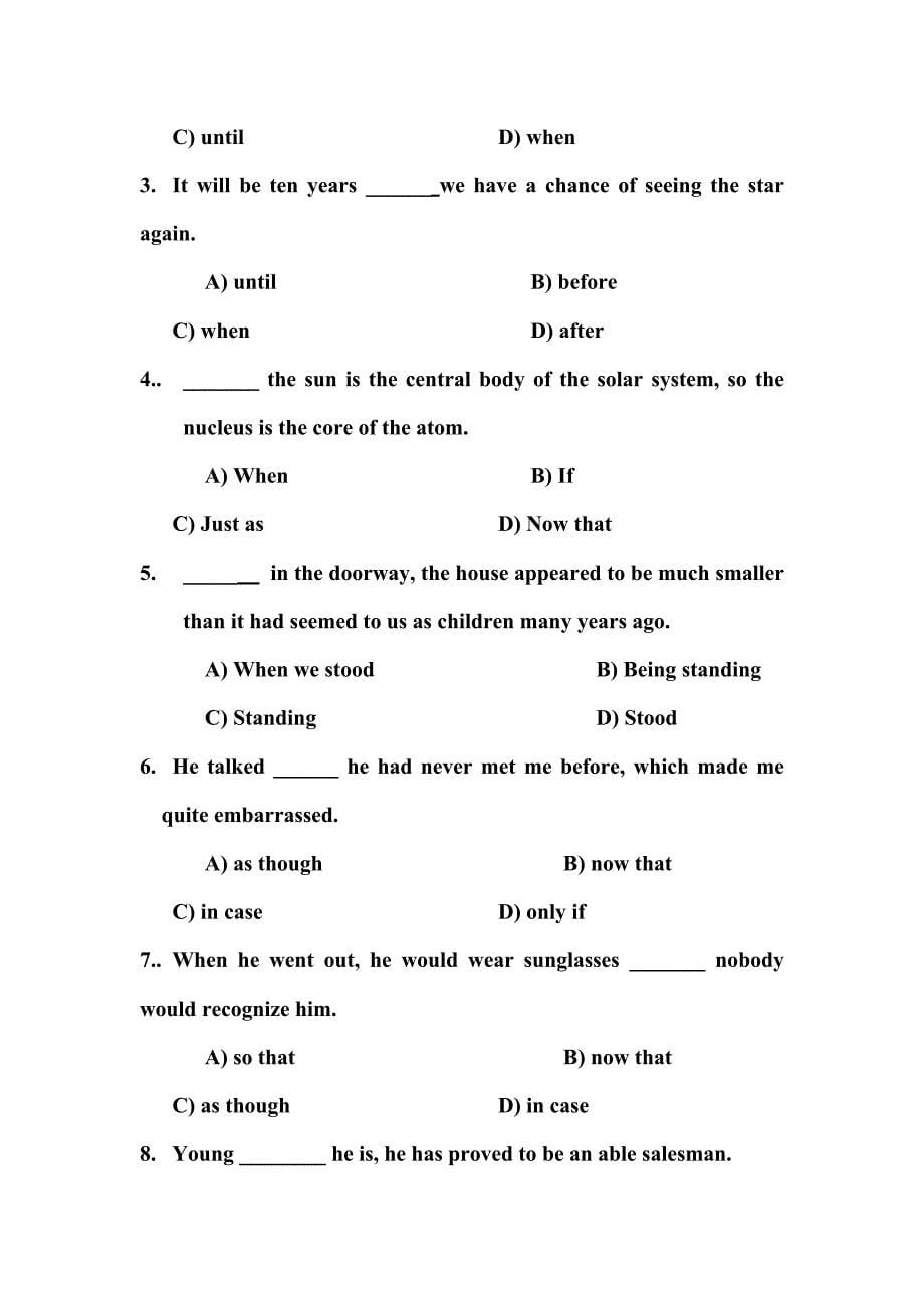 四级语法练习题_第5页