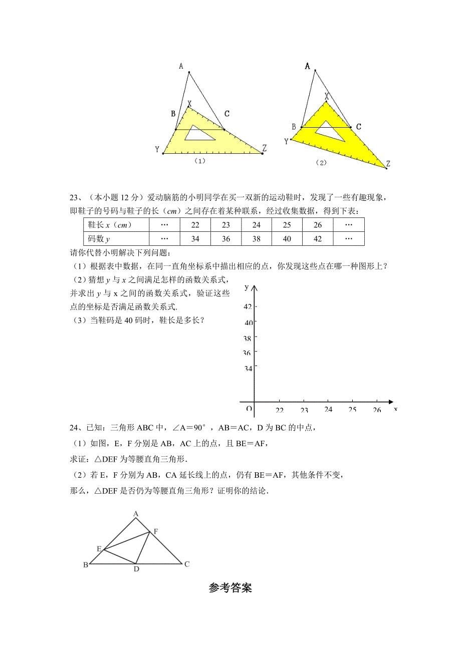 2008-2009学年八年级沪科版数学上学期期末测试卷及答案【花山初中】_第5页