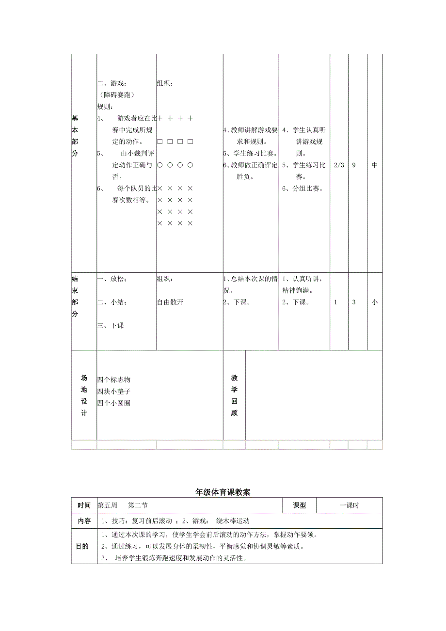 人教版小学二年级体育课教案全集_第4页