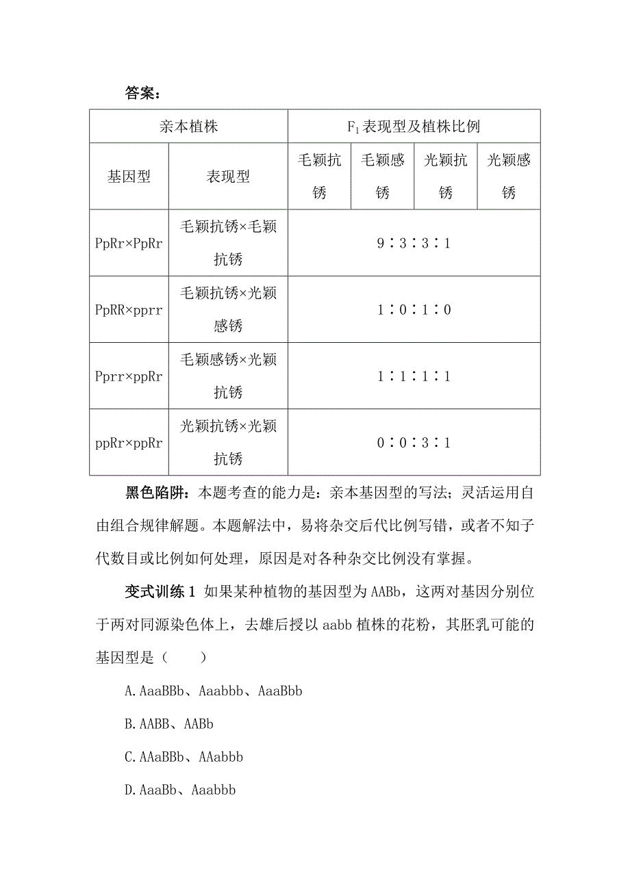 2012年高一生物自由组合规律在实践中的应用教案_第2页