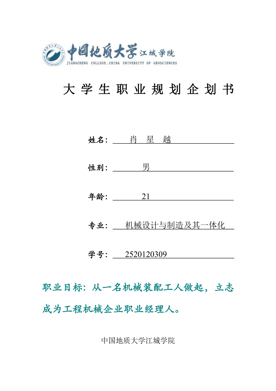 大学生职业规划企划书_第1页