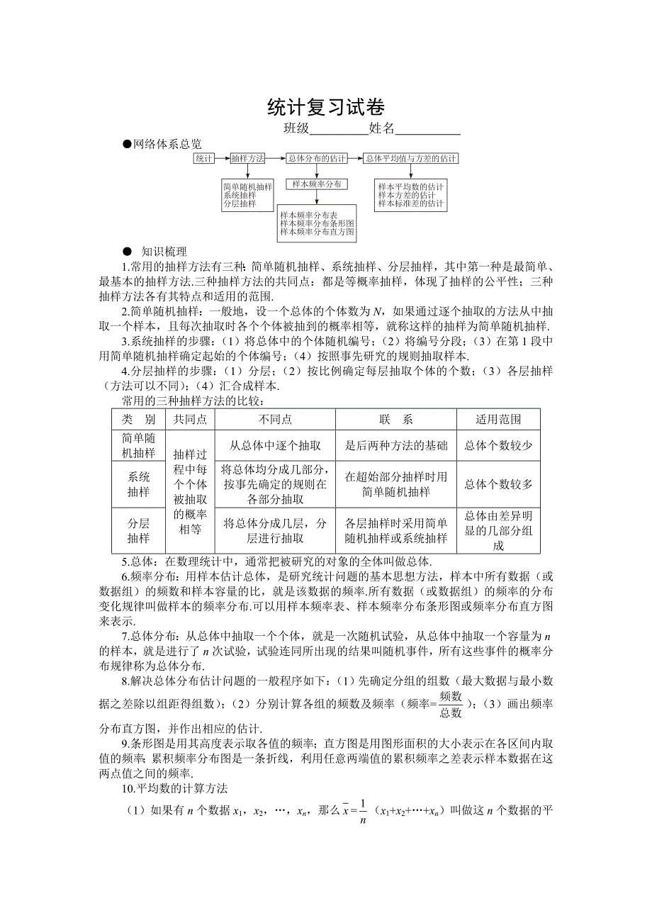 第6章统计测试试卷1（苏教版必修3）_第1页