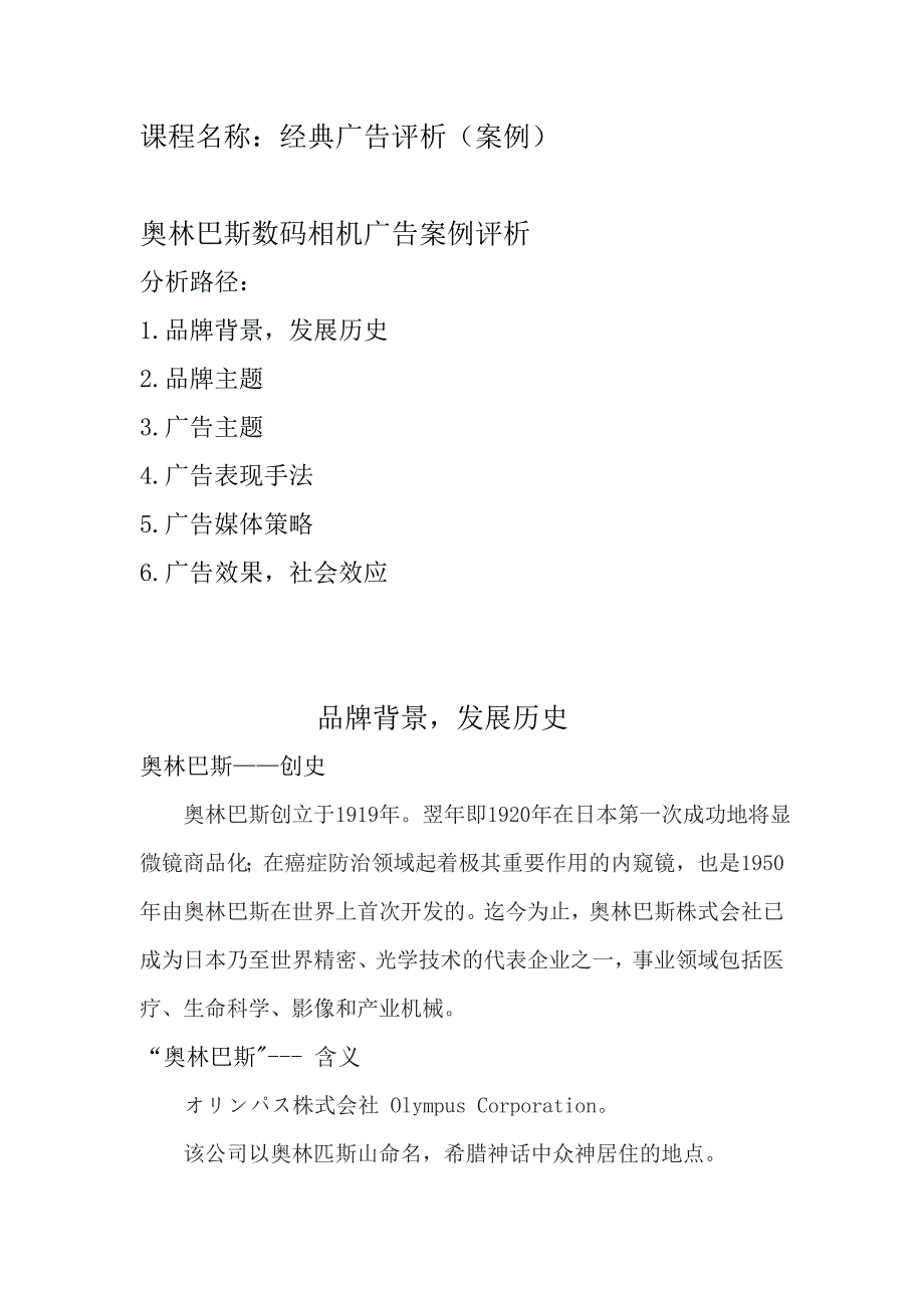 奥林巴斯数码相机案例评析_第1页