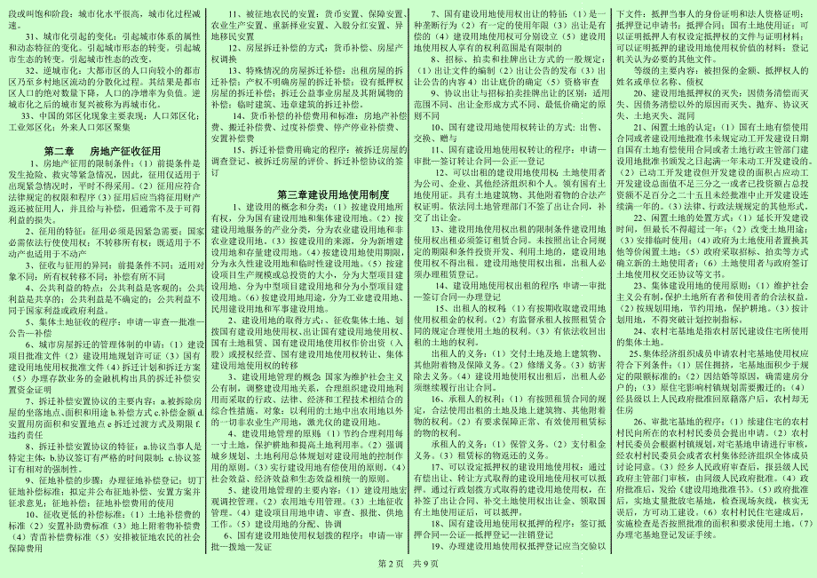 2018年中级经济师 房地产专业知识与实务 重点浓缩（背诵版）_第2页