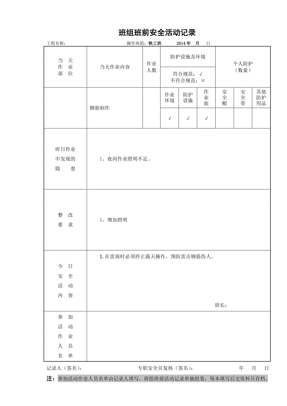 班组班前安全活动记录aq2.6.1_第4页