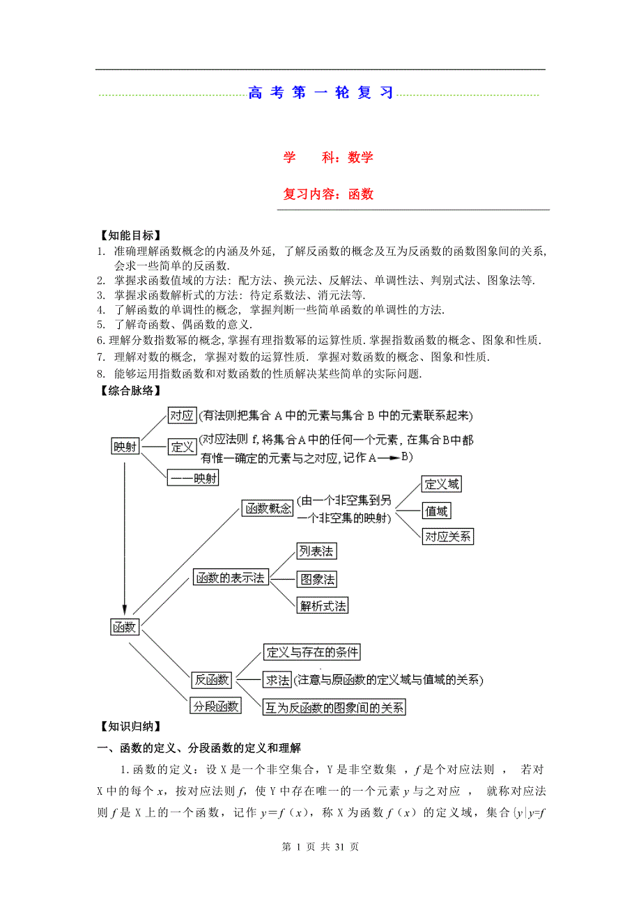 高考专题复习函数_第1页