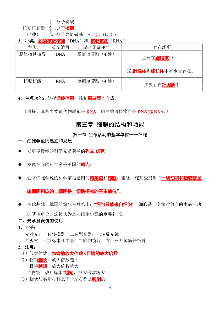 人教版高中生物必修基础知识归纳整理_第4页