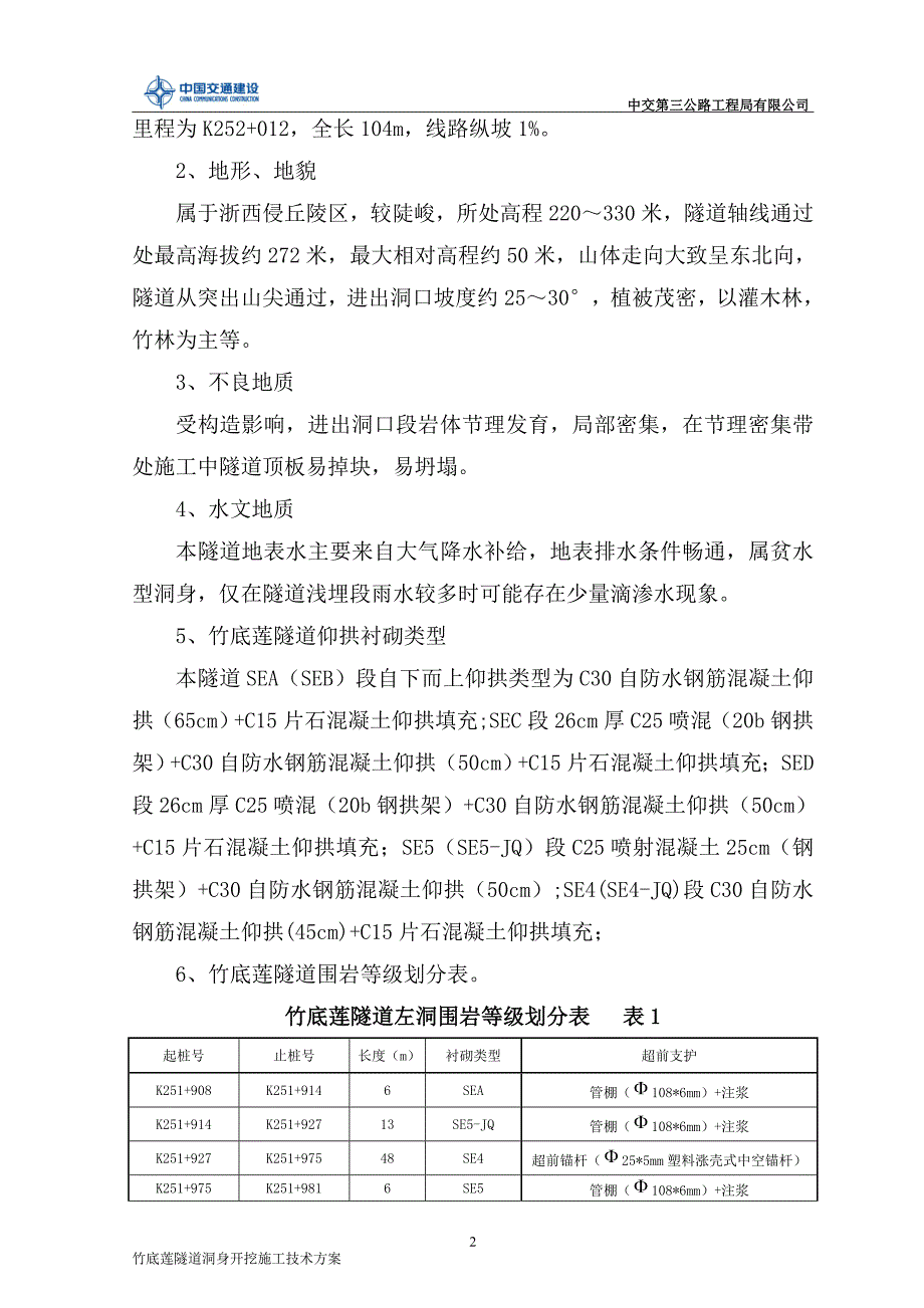 竹底莲隧道仰拱施工技术方案_第4页