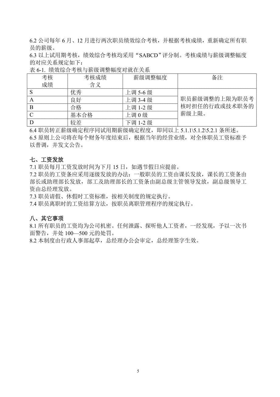 TCL职工工资制度_第5页