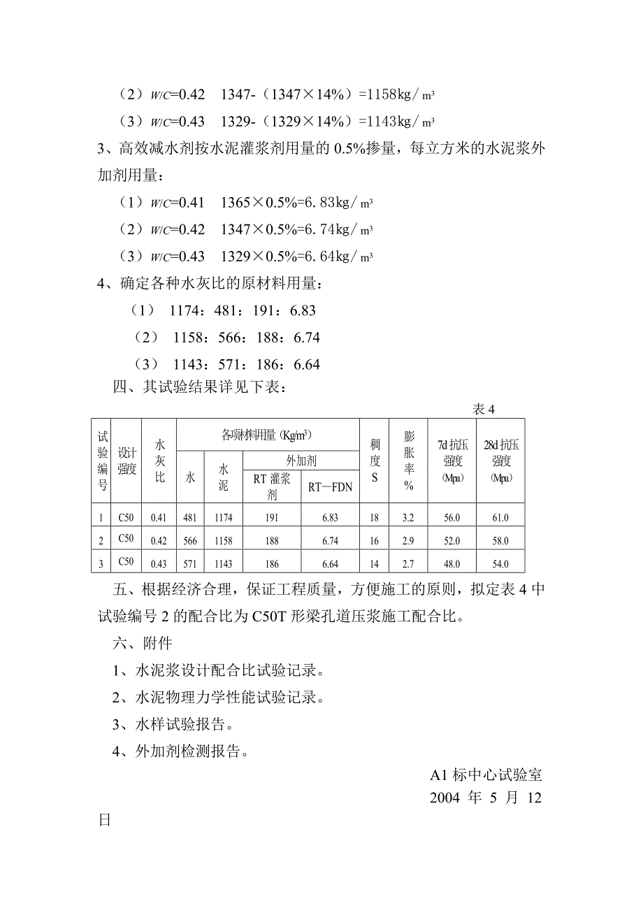 孔道压浆c50配比设计书_第2页